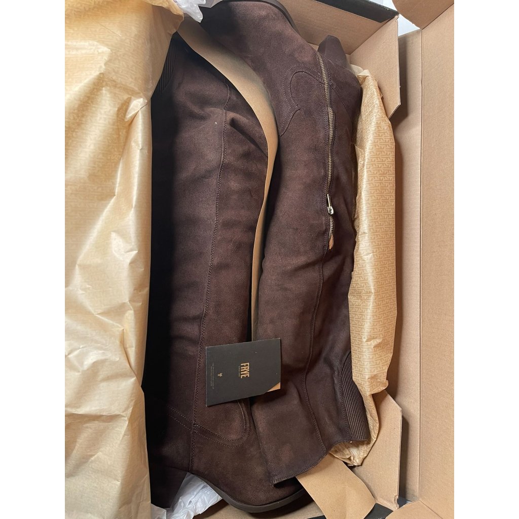 Nwt Frye June Over The Knee Boot Brown Suede Heeled Size 9m Half Zip